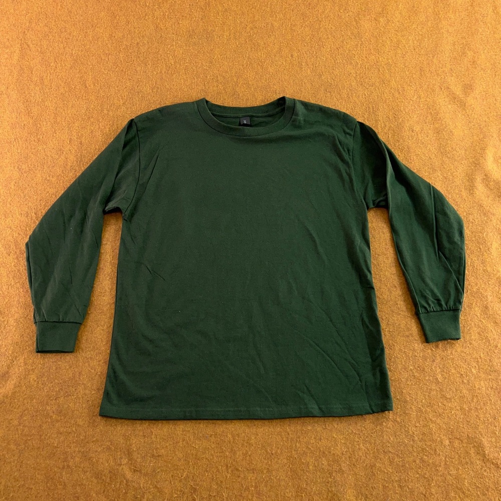 Gildan Youth Large Green Heavy Cotton Long Sleeve T-Shirt New